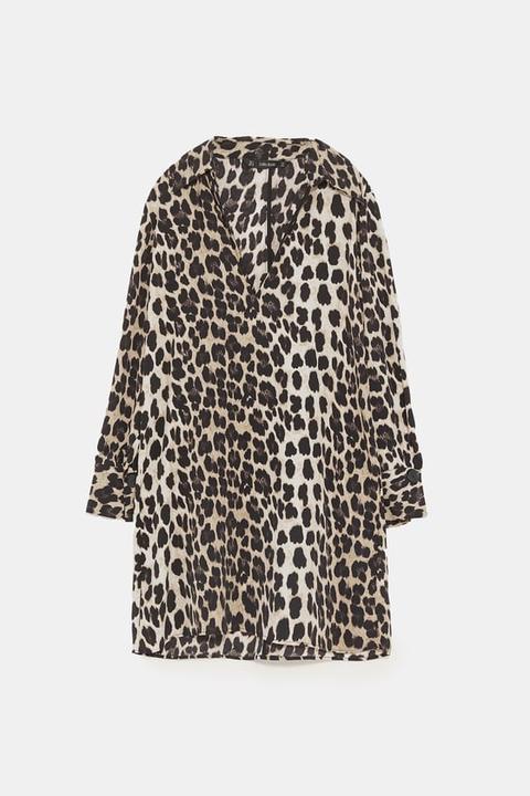 Vestito Chemisier Stampa Animalier