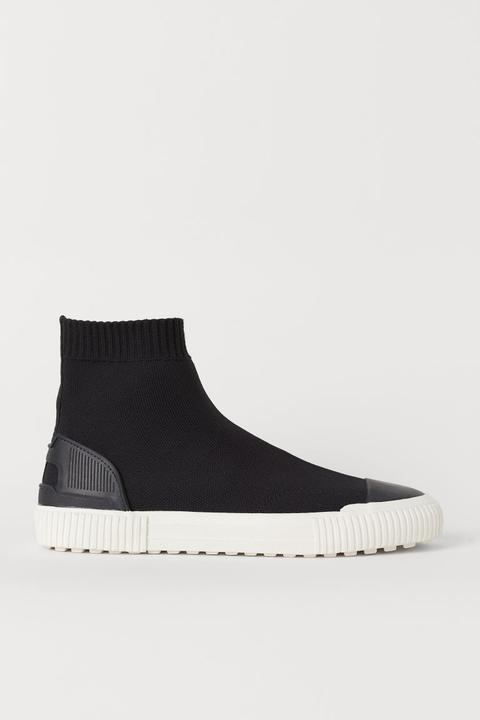 H & M - Sneakers Alte In Maglia - Nero