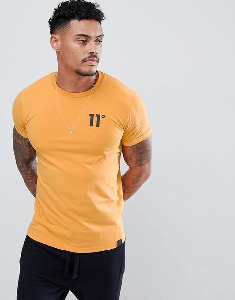 11 Degrees - T-shirt Attillata Gialla Con Logo - Giallo