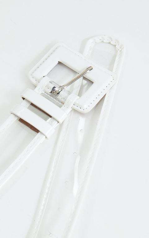 White Buckle Clear Pu Waist Belt