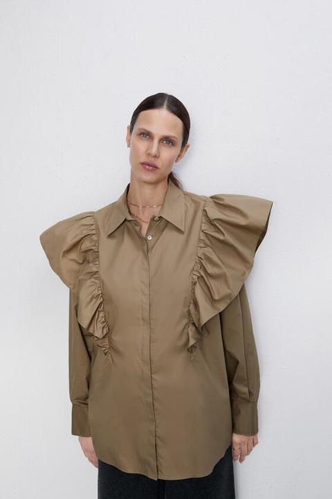 Blusa Popelín Volantes de Zara en 21 Buttons