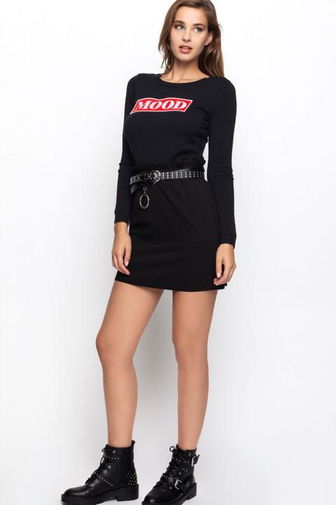 Pullover Nero Con Slogan