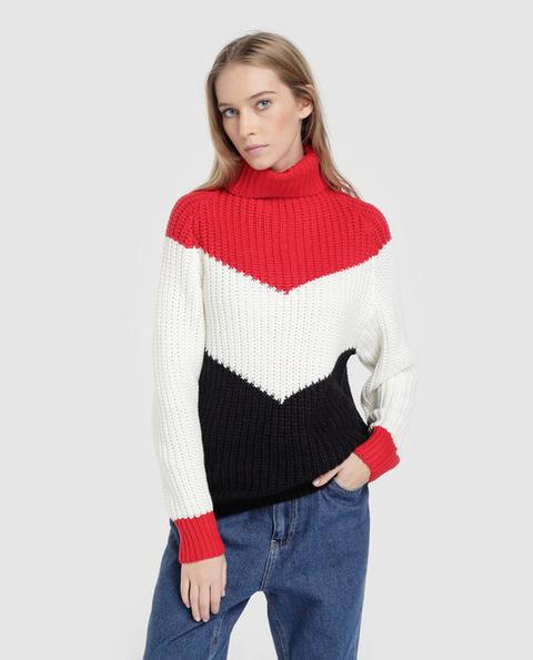 Fórmula Joven - Jersey De Mujer Color Block Con Cuello Vuelto