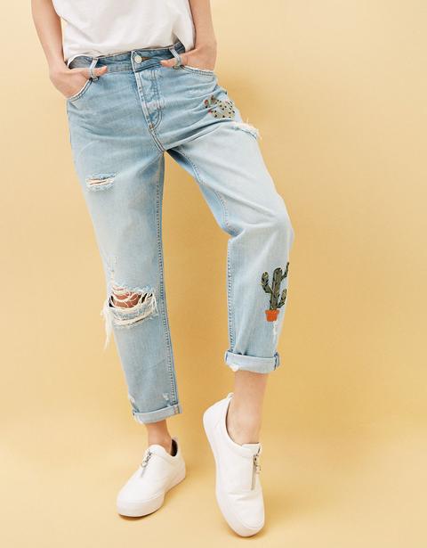 Jeans Relax Fit Cactus Ricamati