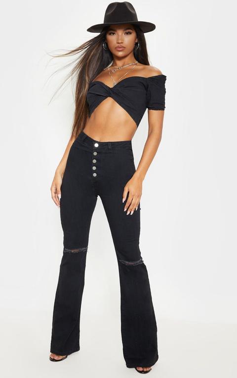 high waisted black flared jeans