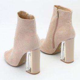 Jenny Perspex Heeled Ankle Boots In Nude Faux Suede