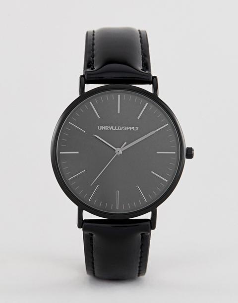 Asos Design - Orologio Nero Con Cinturino Lucido - Nero