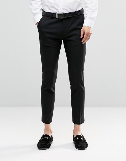 Pantalones Capri De Vestir Superajustados En Negro De Asos