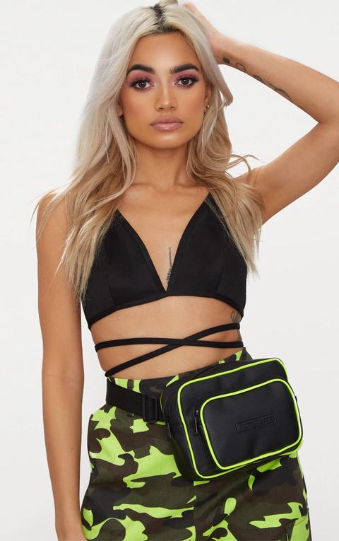 Black Contrast Neon Trim Plt Bum Bag, Black