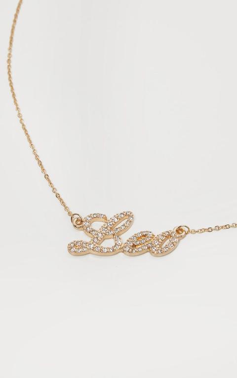 Gold Diamante Leo Star Sign Necklace