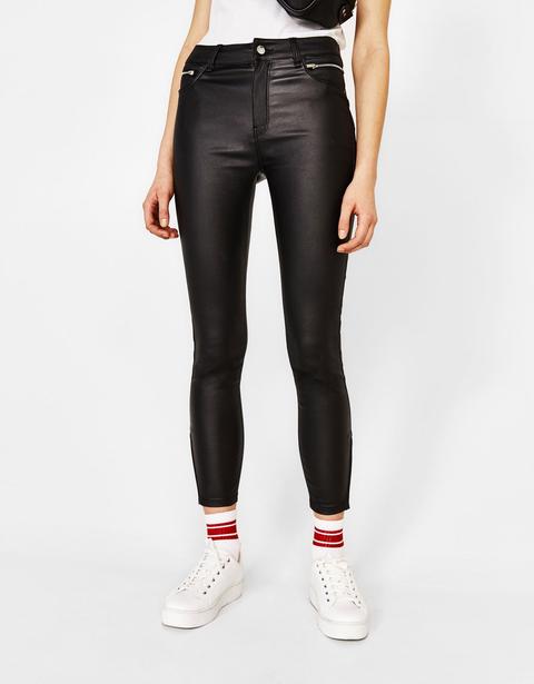 Pantalón Skinny Fit Con Cremalleras