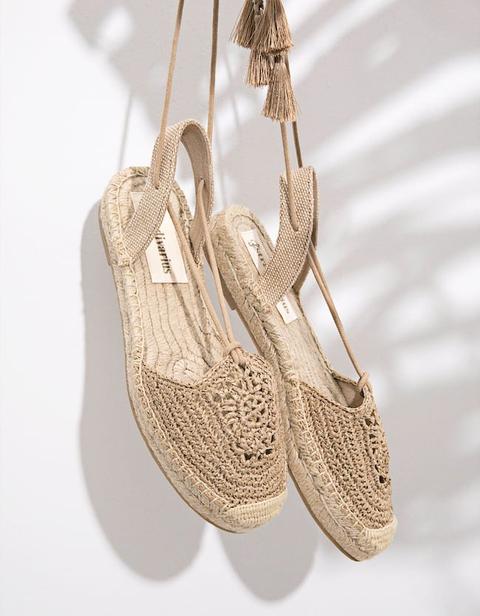 Espadrillas Intrecciate Con Lacci Naturale