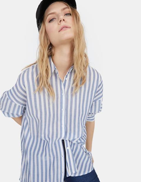 Camicia Oversize A Quadri Celeste