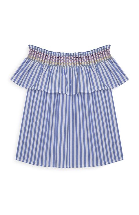 Top A Righe Blu In Stile Bardot