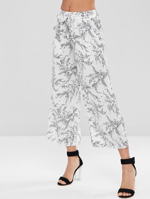 Pantaloni A Gamba Larga Con Coulisse White