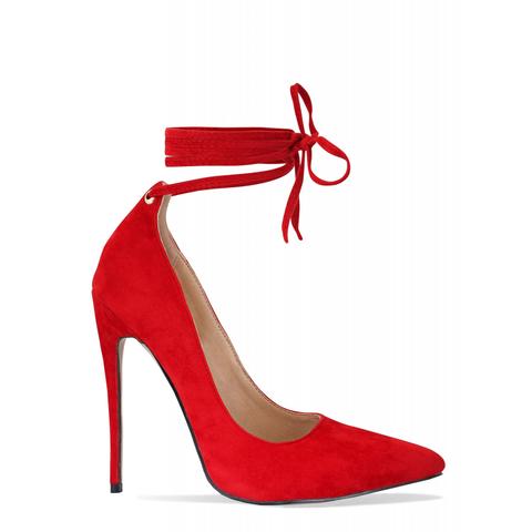 Soraya Red Suede Lace Up Court Shoes