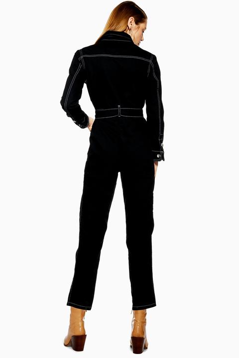 denim boiler suit black