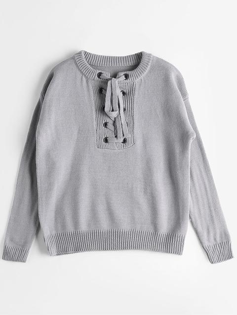 Maglione Con Lacci Khaki Gray Black