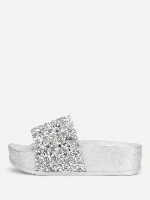 Sandali Flatform Decorati In Pietra