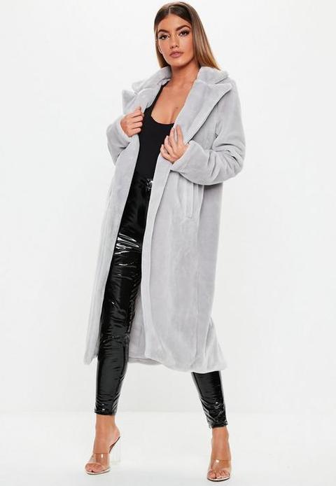 Grey Long Faux Fur Coat From, Grey Faux Fur Coat Long