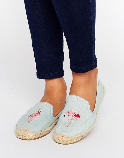 Soludos - Espadrillas In Chambray Con Fenicotteri - Blu