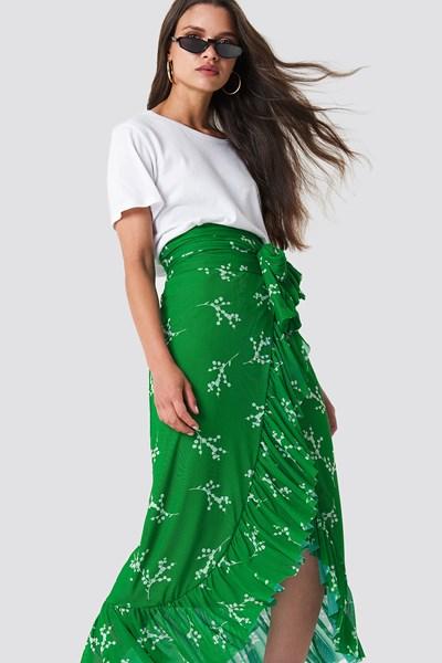 Na-kd Trend Mesh Overlap Maxi Skirt - Green,multicolor