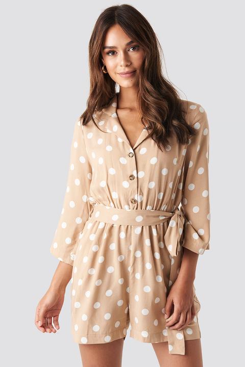 Dotted Playsuit Beige