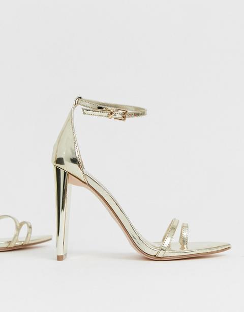 Asos Design - Harper - Sandali Effetto Nudo Oro Con Tacco Largo - Oro