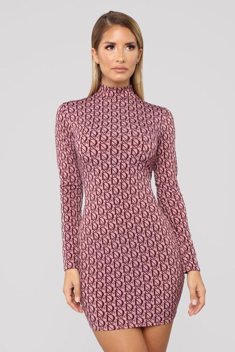 Statement Mini Dress - Burgundy