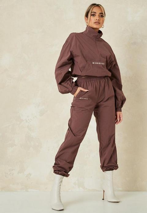 Chocolate Co Ord Lightweight Missguided Joggers, Brown