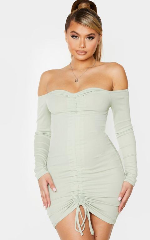 long sleeve bardot bodycon dress