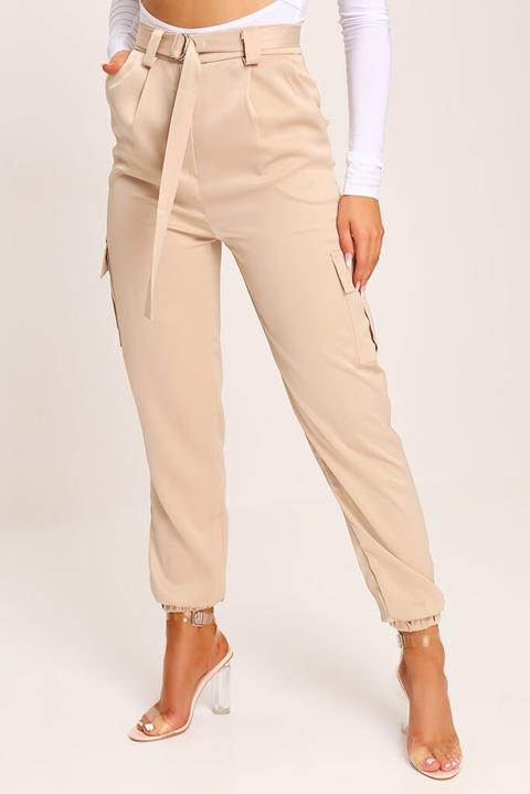 Camel Belted Cargo Trousers