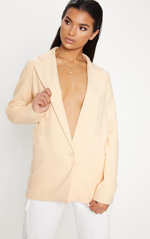 Nude Oversized Boyfriend Fit Blazer