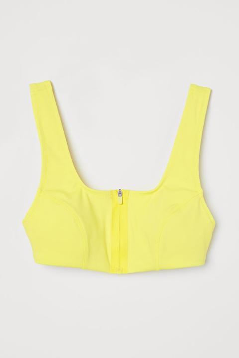 Top De Bikini Con Cremallera - Amarillo