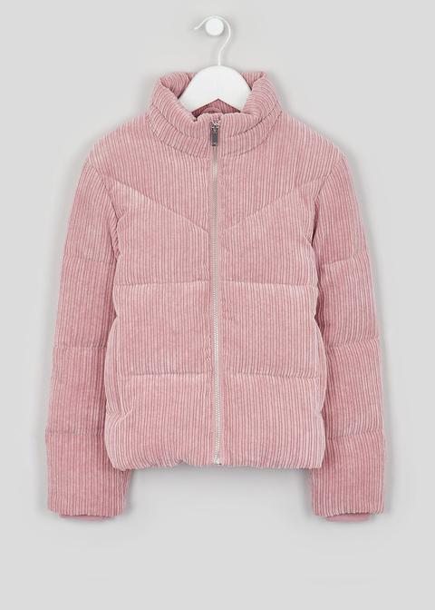 pink cord padded jacket