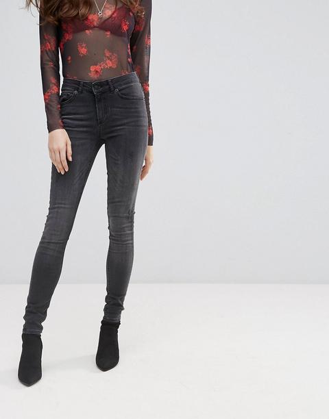 Pieces Washed Black Skinny Jean In Black