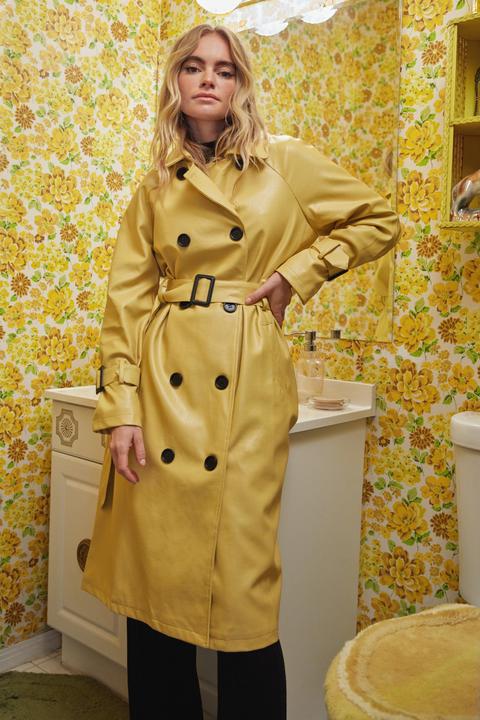 Womens Time Is On My Shine Belted Trench Coat