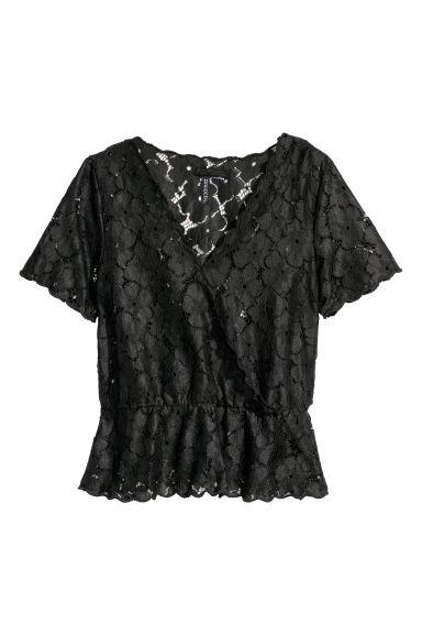 H & M - Camicia In Pizzo Con Incrocio - Nero