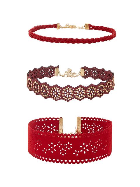 Cut Out Flower Design Choker Set 3pcs