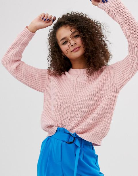 Bershka - Maglione Rosa Con Cuciture Sul Davanti - Rosa