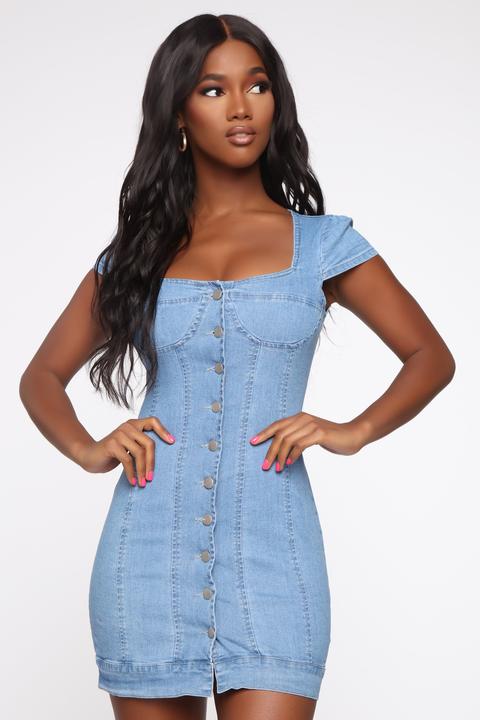 light wash denim dress