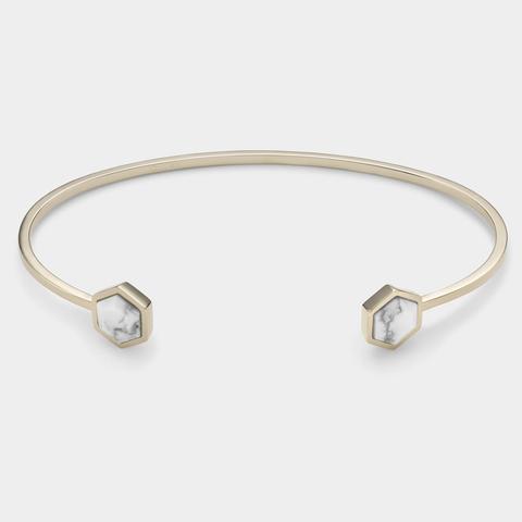 Idylle Gold Marble Hexagons Open Cuff Bracelet