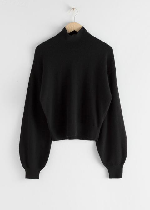 black puff sleeve turtleneck