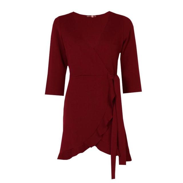 formal tie wrap frill detail skater dress