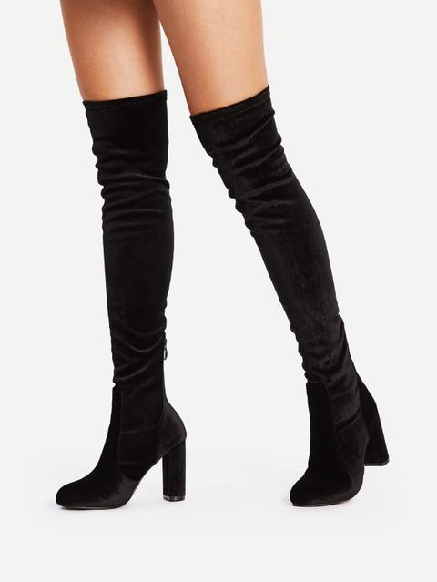 Botas Altas Con Tacón Block Con Cremallera from SheIn on 21 Buttons