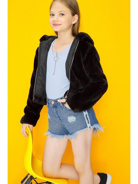 girls faux fur hooded jacket