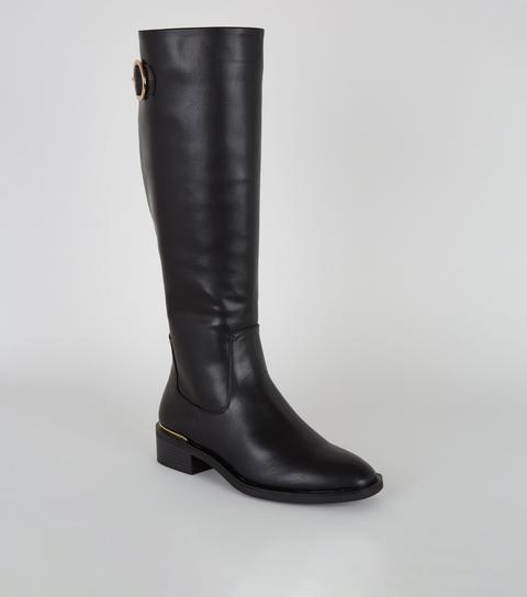 black leather look boots