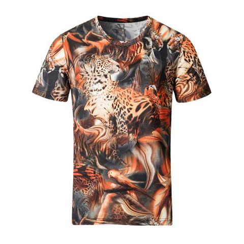 Leopard Print Round Neck Tee - 4xl