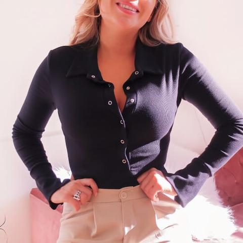Body Col Polo & Boutons Noir