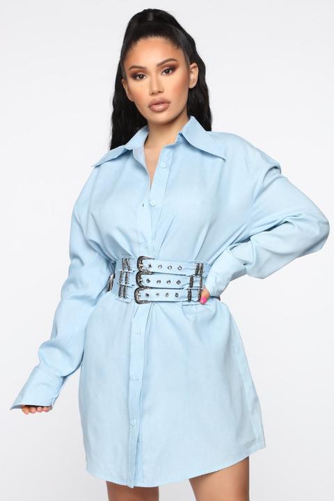 The Sassy Type Shirt Dress - Light Wash